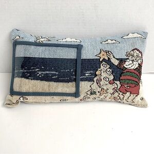 🌺NEW‼️CHRISTMAS TAPESTRY PILLOW BEACH SANTA SEAGULL/XMAS-TREE 4x6 PHOTO POCKET